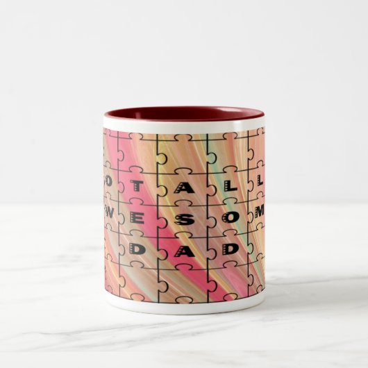 Totale Phantastische Vater Rätsel Text rosa/braun Zweifarbige Tasse (Mittel)
