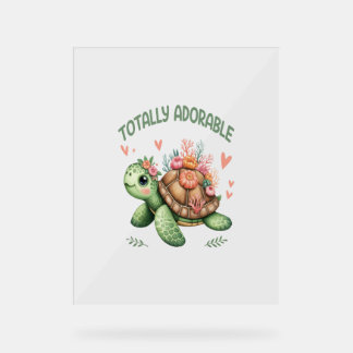 Totale Schildkröte mit Koralle Acrylschild