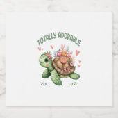 Totale Schildkröte mit Koralle Schaumweinetikett (Einzelnes Label)