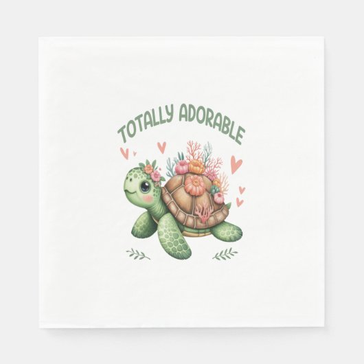 Totale Schildkröte mit Koralle Serviette (Vorderseite)