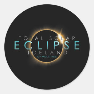 Totale Sonnenfinsternis 12. August 2026 – Island  Runder Aufkleber