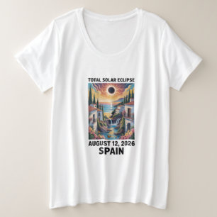 Totale Sonnenfinsternis 12. August 2026 Spanien Sh Große Größe T-Shirt