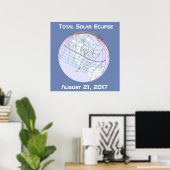 Totale Sonnenfinsternis 2017 Globaler Verlauf Poster (Heimbüro)