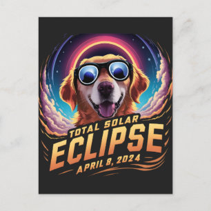 Totale Sonnenfinsternis 2024 Golden Retriever Lieb Postkarte