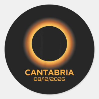 Totale Sonnenfinsternis 2026 Cantabria Spanien Tot Runder Aufkleber