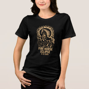 Totale Sonnenfinsternis 2026 Fire Horse Geburtstag Tri-Blend Shirt