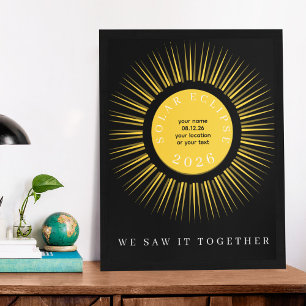 Totale Sonnenfinsternis 2026 Ihr Text personalisie Poster