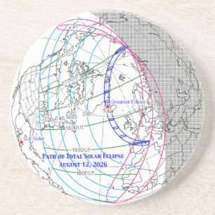 Totale Sonnenfinsternis 2026 Karte Getränkeuntersetzer