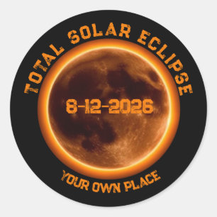 Totale Sonnenfinsternis 2026 Runder Aufkleber