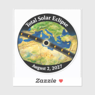 Totale Sonnenfinsternis 2027 Karte Aufkleber