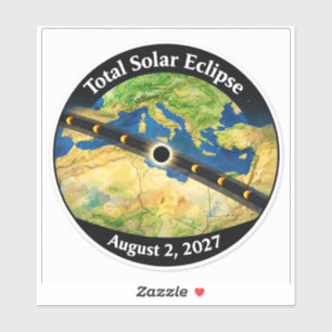 Totale Sonnenfinsternis 2027 Karte Aufkleber