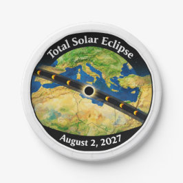 Totale Sonnenfinsternis 2027 Karte Pappteller