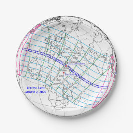 Totale Sonnenfinsternis 2027 Karte Pappteller