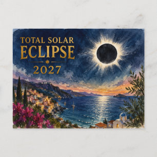 Totale Sonnenfinsternis 2027 Mittelmeer  Feiertagspostkarte