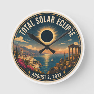 Totale Sonnenfinsternis 2027  Runde Wanduhr