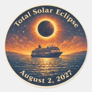 Totale Sonnenfinsternis 2. August 2027 Kreuzfahrts Runder Aufkleber