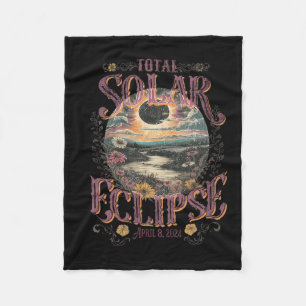 Totale Sonnenfinsternis 8. April 2024 Vintage Blum Fleecedecke