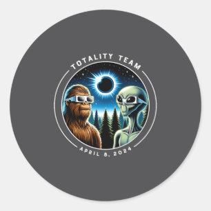 Totale Sonnenfinsternis Bigfoot Alien Runder Aufkleber