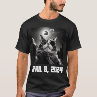 Totale Sonnenfinsternis Katze Selfie Illustration T-Shirt