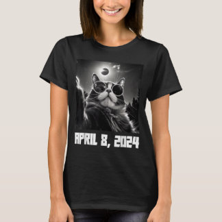 Totale Sonnenfinsternis Katze Selfie T-Shirt