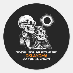 Totale Sonnenfinsternis Skelett Oklahoma Ok Runder Aufkleber