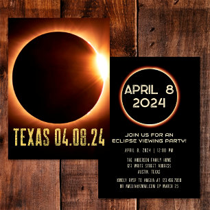 Totale Sonnenfinsternis Texas 2024 Personalisiert Einladung