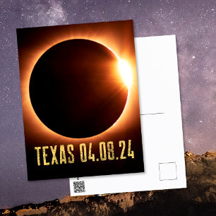 Totale Sonnenfinsternis Texas 2024 Totality Sonnen Postkarte