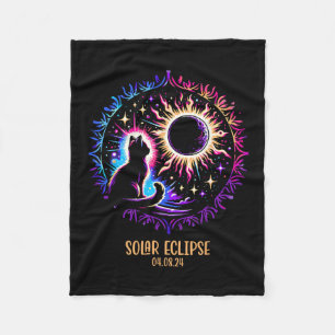 Totality 8 April 2024 Astronomie Katze Lover Sol Fleecedecke