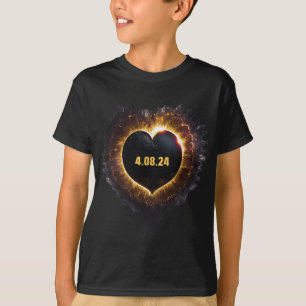 Totality Girls Herz Form Total Solar Eclipse 202 T-Shirt