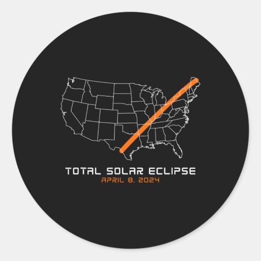 Totality Path 04 08 24 Gesamtsolares Eclipse 2024 Runder Aufkleber (Vorderseite)