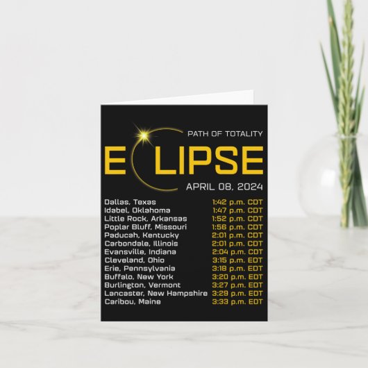 Totality Path 2024 Eclipse Karte Gesamt Eclipse As (Vorderseite)