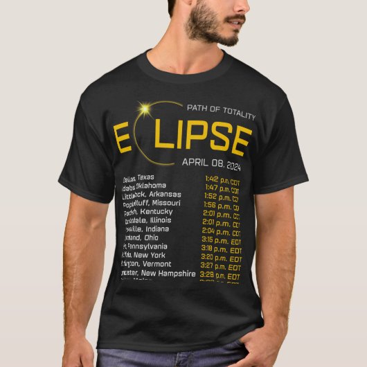 Totality Path 2024 Eclipse Karte Gesamt Eclipse As T-Shirt (Vorderseite)
