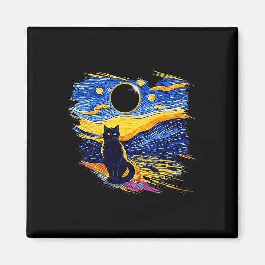 Totality Solar Eclipse 2024 Starry Night Van Gogh Magnet (Vorne)