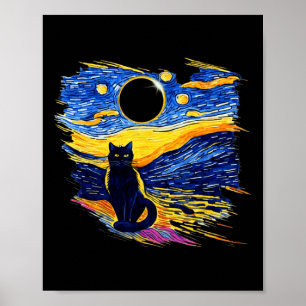 Totality Solar Eclipse 2024 Starry Night Van Gogh Poster