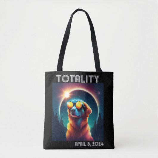 Totality Solar Eclipse 8. April 2024 Funny Dog Tasche (Vorderseite)