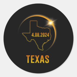 Totality Solar Eclipse 8. April 2024 Texas Runder Aufkleber