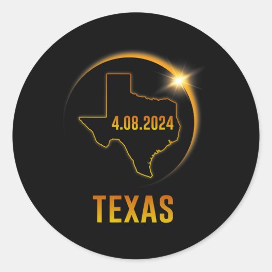 Totality Solar Eclipse 8. April 2024 Texas Runder Aufkleber (Vorderseite)