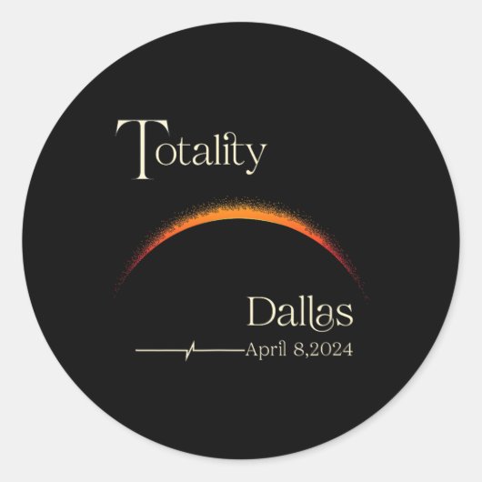 Totality Solar Eclipse Dallas Texas Total Solar EC Runder Aufkleber (Vorderseite)