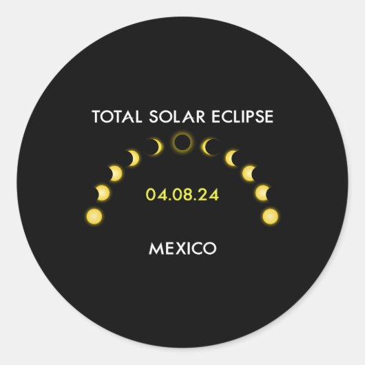 Totality Solar Eclipse Eclipse Phasen Mexiko April Runder Aufkleber (Vorderseite)