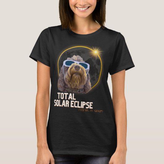 Totality Solar Eclipse Goldendoodle mit Eclipse G T-Shirt (Vorderseite)