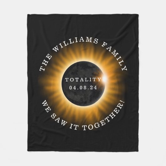 Totality Solar Eclipse Personalisiert Fleecedecke (Vorderseite)