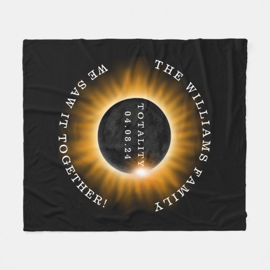 Totality Solar Eclipse Personalisiert Fleecedecke (Vorderseite (Horizontal))