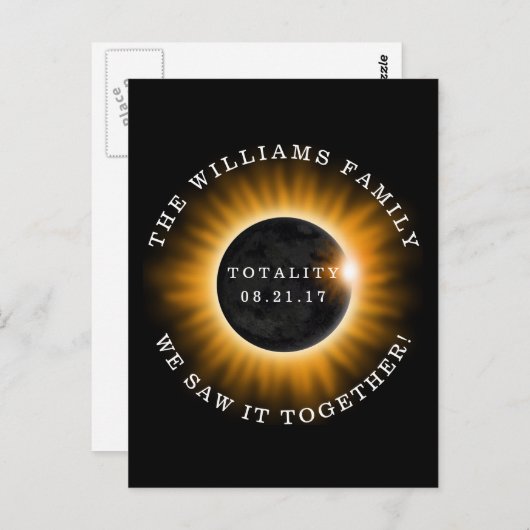 Totality Solar Eclipse Personalisiert Postkarte (Vorne/Hinten)