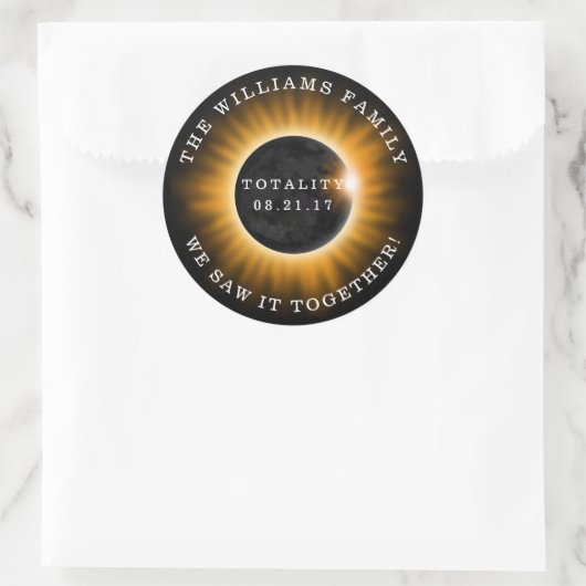 Totality Solar Eclipse Personalisiert Runder Aufkleber (Tasche)