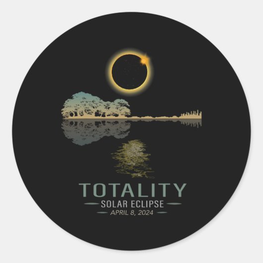 Totality Spring 4 08 24 Total Solar Eclipse Gitarr Runder Aufkleber (Vorderseite)
