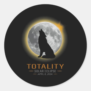 Totality Spring 4 08 24 Total Solar Eclipse Wolf Runder Aufkleber