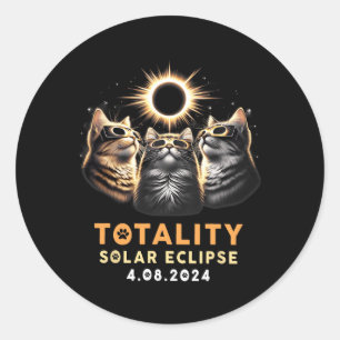 Totality Three Cats mit Brillen-Solar-Eclipse Runder Aufkleber
