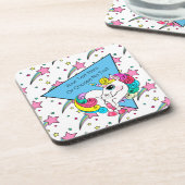 Totally 80er 90s Retro farbenfrohe Sterne Weißes E Getränkeuntersetzer (Linke Seite)