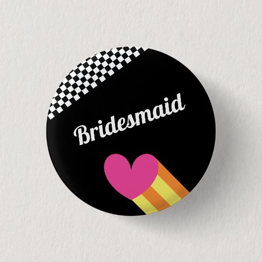 Totally 80er Heart and Checkered Wedding Button (Vorderseite)