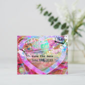 Totally 80er Jahre Helles Fun Heart Party Save the Ankündigungspostkarte (Stehend Vorderseite)